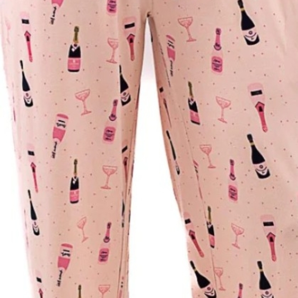 Pink Champagne Print Women's Pajama Pants